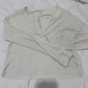 American Eagle Off-White Buttoned Henley